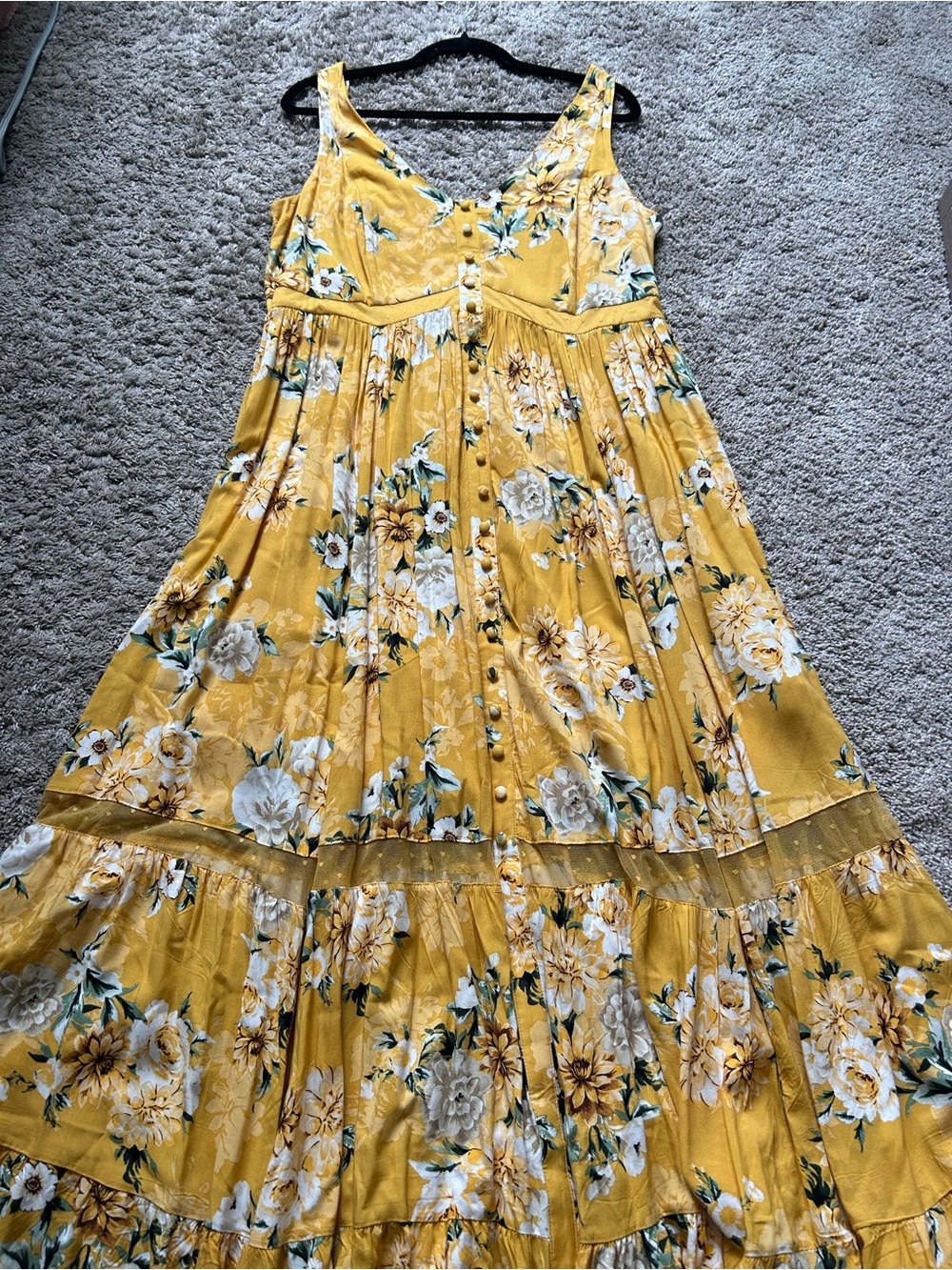 torrid Women’s Yellow Floral Button-Front Maxi Dress